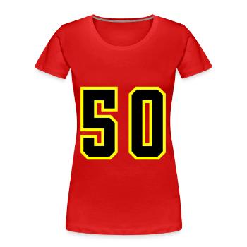 50 Zahl Trikot - Frauen Premium Bio T-Shirt - Rot - Vorne - Mia (176cm)