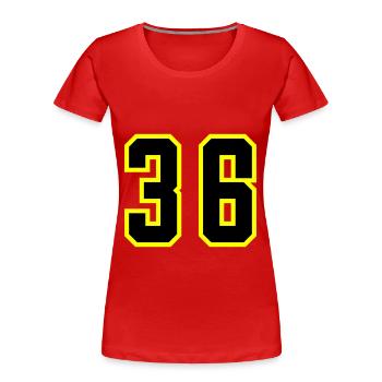 36 Zahl Trikot - Frauen Premium Bio T-Shirt - Rot - Vorne - Mia (176cm)