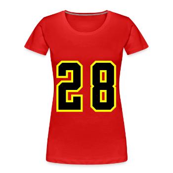 28 Zahl Trikot - Frauen Premium Bio T-Shirt - Rot - Vorne - Mia (176cm)