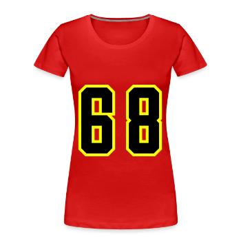 68 Zahl Trikot - Frauen Premium Bio T-Shirt - Rot - Vorne - Mia (176cm)