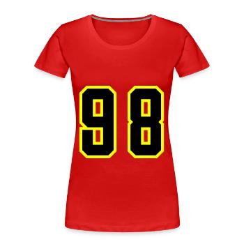 98 Zahl Trikot - Frauen Premium Bio T-Shirt - Rot - Vorne - Mia (176cm)