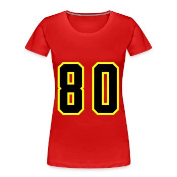 80 Zahl Trikot - Frauen Premium Bio T-Shirt - Rot - Vorne - Mia (176cm)