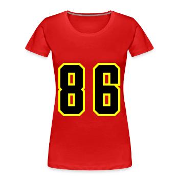 86 Zahl Trikot - Frauen Premium Bio T-Shirt - Rot - Vorne - Mia (176cm)