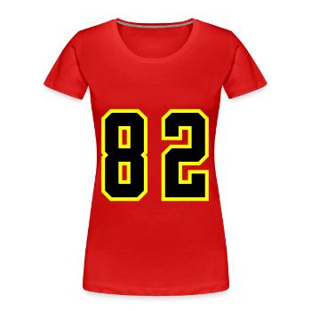 82 Zahl Trikot - Frauen Premium Bio T-Shirt - Rot - Vorne - Mia (176cm)