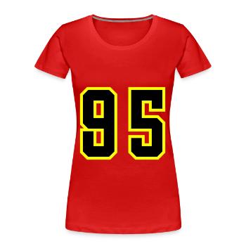 95 Zahl Trikot - Frauen Premium Bio T-Shirt - Rot - Vorne - Mia (176cm)