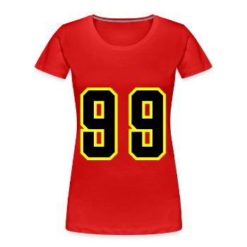 99 Zahl Trikot - Frauen Premium Bio T-Shirt - Rot - Vorne - Mia (176cm)