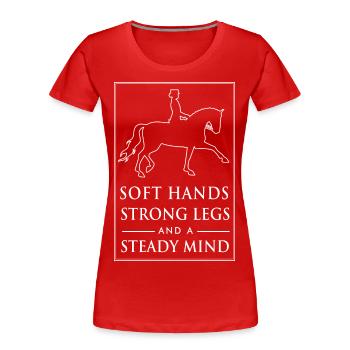 T-shirt Cheval: Dressage - T-shirt bio Premium Femme - rouge - Devant - Mia (176cm)