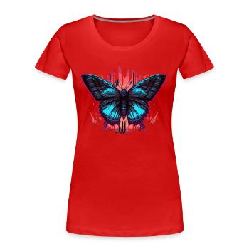Vaporwave Butterfly Illustration - Women's Premium Organic T-Shirt - red - Front - Mia (176cm)