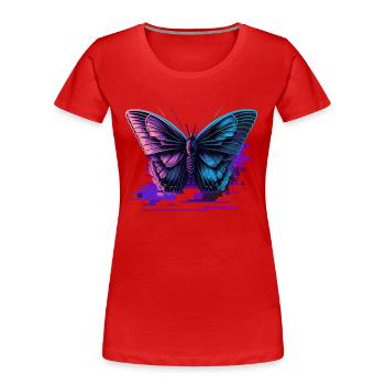 Schmetterling Retro Farbtöne - Frauen Premium Bio T-Shirt - Rot - Vorne - Mia (176cm)