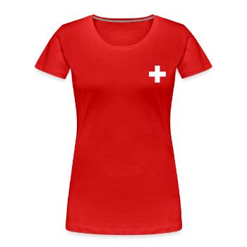 Schweiz Flagge Heimat Urlaub Geschenk - Frauen Premium Bio T-Shirt - Rot - Vorne - Mia (176cm)