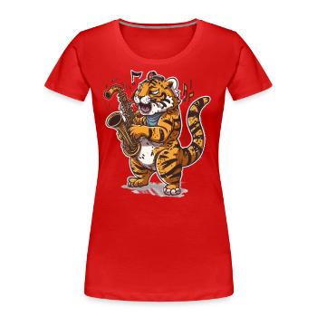 Saxophonist Tiger - Women's Premium Organic T-Shirt - red - Front - Mia (176cm)