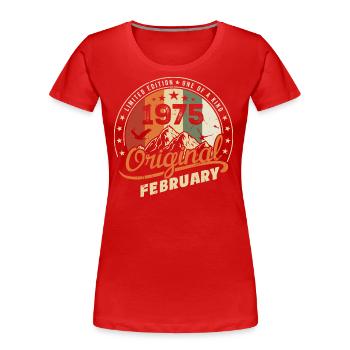 Geboren im Februar 1975 Retro Februar 1975 Geburtstag - Frauen Premium Bio T-Shirt - Rot - Vorne - Mia (176cm)