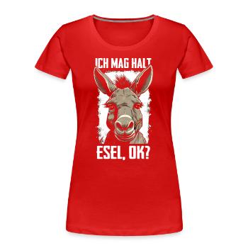Esel Eselchen Maultier Muli - Frauen Premium Bio T-Shirt - Rot - Vorne - Mia (176cm)
