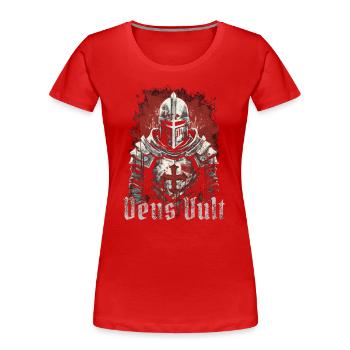 Deus Vult Croisé Chevaliers Templiers Moyen Âge - T-shirt bio Premium Femme - rouge - Devant - Mia (176cm)