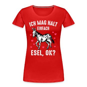 Esel Eselchen Maultier Muli - Frauen Premium Bio T-Shirt - Rot - Vorne - Mia (176cm)
