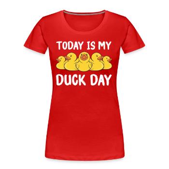 Canards en caoutchouc Salle de bain Canard jaune - T-shirt bio Premium Femme - rouge - Devant - Mia (176cm)
