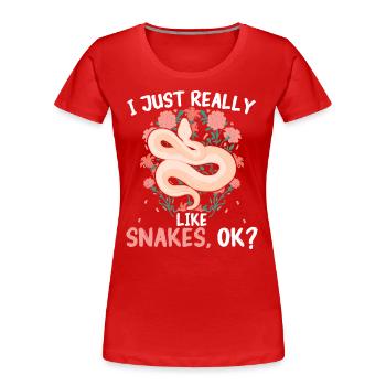 Schlange Schlangen Tier - Frauen Premium Bio T-Shirt - Rot - Vorne - Mia (176cm)