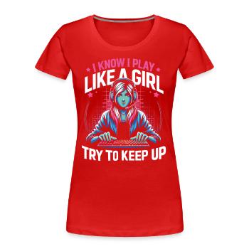 Gamer Gaming Manette de console de jeux vidéo - T-shirt bio Premium Femme - rouge - Devant - Mia (176cm)
