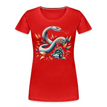 Schlange Schlangen Tier - Frauen Premium Bio T-Shirt - Rot - Vorne - Mia (176cm)