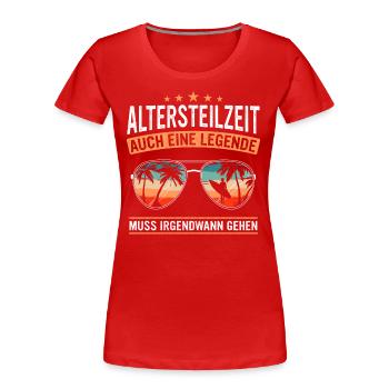 Retraite partielle ATZ - T-shirt bio Premium Femme - rouge - Devant - Mia (176cm)
