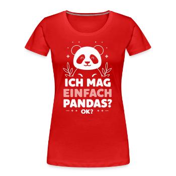 Panda Panda Bear Pandas - Women's Premium Organic T-Shirt - red - Front - Mia (176cm)