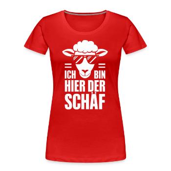 sheep, flock of sheep, farm, farmer, shepherd - Women's Premium Organic T-Shirt - red - Front - Mia (176cm)