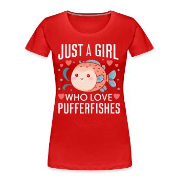 Kugelfisch Kugelfische Fisch Ozean Tier - Frauen Premium Bio T-Shirt - Rot - Vorne - Mia (176cm)