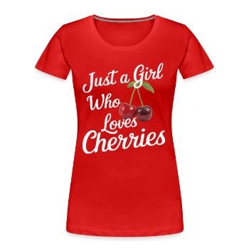 Kirsche Kirschen Früchte Essen - Frauen Premium Bio T-Shirt - Rot - Vorne - Mia (176cm)