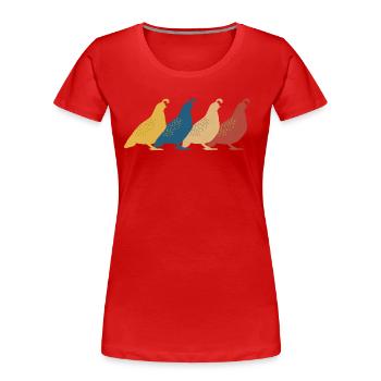 Caille Oiseau Cailles - T-shirt bio Premium Femme - rouge - Devant - Mia (176cm)