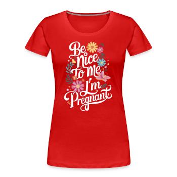Schwangerschaft Schwanger Geburt - Frauen Premium Bio T-Shirt - Rot - Vorne - Mia (176cm)