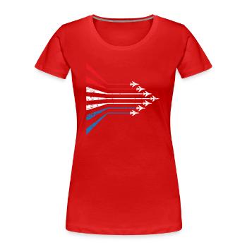 Drapeau américain USA Airplane Jet Fighter 4 juillet - T-shirt bio Premium Femme - rouge - Devant - Mia (176cm)