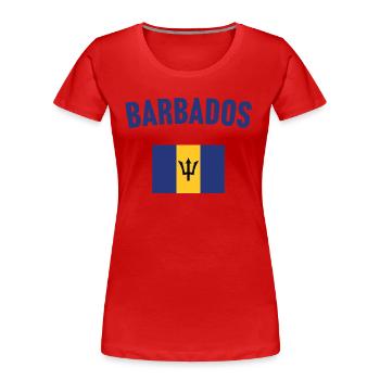 Barbados Flagge - Frauen Premium Bio T-Shirt - Rot - Vorne - Mia (176cm)