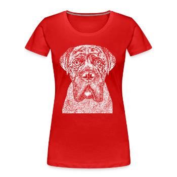Portrait d’un chien boxer dans un style comique. - T-shirt bio Premium Femme - rouge - Devant - Mia (176cm)