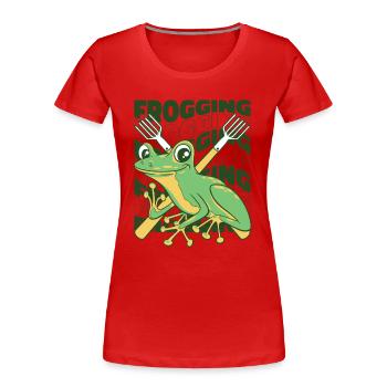 Frogging Kaulquappe Laubfrosch Kröte Frosch Fänger - Frauen Premium Bio T-Shirt - Rot - Vorne - Mia (176cm)
