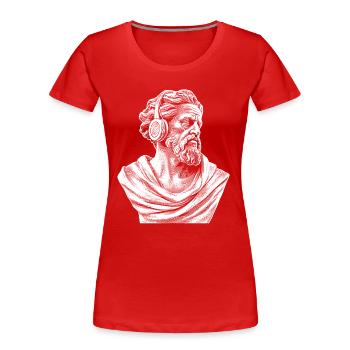 Göttlicher Klang: Zeus rockt das Open-Air-Festival - Frauen Premium Bio T-Shirt - Rot - Vorne - Mia (176cm)
