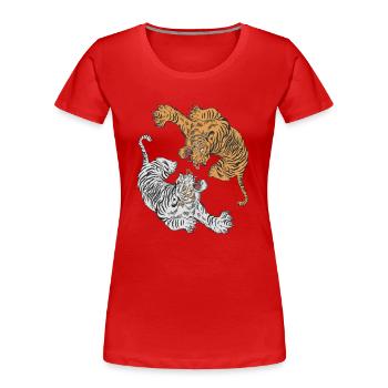 Tiger Yin Yang Big Cat King Tiger Siberian - Women's Premium Organic T-Shirt - red - Front - Mia (176cm)
