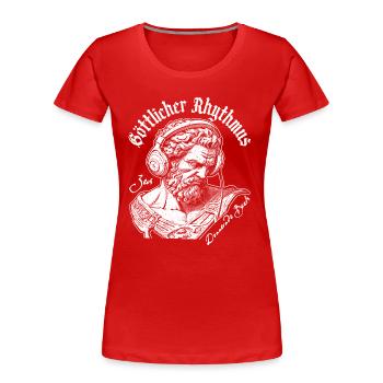 Zeus goes Streetwear: Trendsetter der Stadtmode! - Frauen Premium Bio T-Shirt - Rot - Vorne - Mia (176cm)