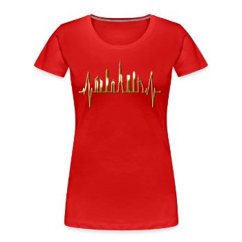 Dubai Skyline Heartbeat Burj Khalifa Silhouette - Women's Premium Organic T-Shirt - red - Front - Mia (176cm)
