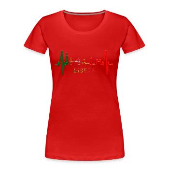 Lisbon Skyline Heartbeat Portugal I Love Lisboa - Women's Premium Organic T-Shirt - red - Front - Mia (176cm)