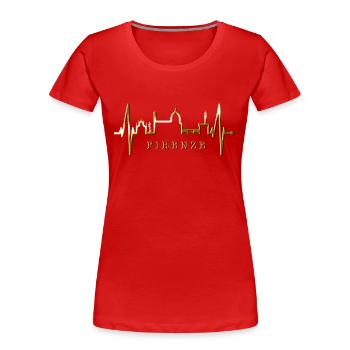 Florence Skyline Italie Heartbeat I Love Firenze - T-shirt bio Premium Femme - rouge - Devant - Mia (176cm)