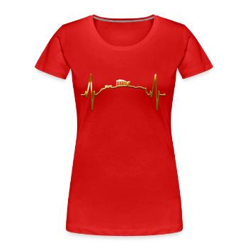 Athènes Skyline Heartbeat Grèce Acropole - T-shirt bio Premium Femme - rouge - Devant - Mia (176cm)
