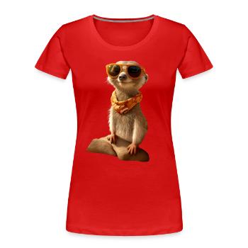 Erdmännchen Tierliebhaber Süßes Surikate Mangusten - Frauen Premium Bio T-Shirt - Rot - Vorne - Mia (176cm)