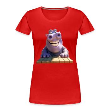 Hippo Hippo Papa Hippopotamus Cool Hippo - Women's Premium Organic T-Shirt - red - Front - Mia (176cm)