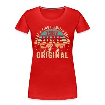 Légendaire depuis juin 1987 cadeau d’anniversaire 1987 - T-shirt bio Premium Femme - rouge - Devant - Mia (176cm)