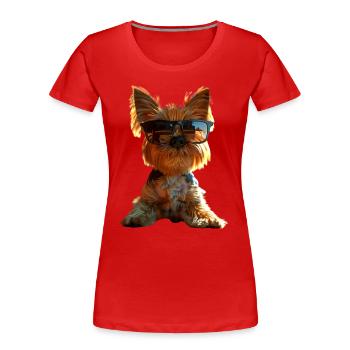 Yorkshire Terrier Hunde Liebhaber Süßer Yorkie - Frauen Premium Bio T-Shirt - Rot - Vorne - Mia (176cm)