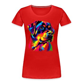 Rottweiler Hund Bunte Farben Pop Art Stolz Hunde - Frauen Premium Bio T-Shirt - Rot - Vorne - Mia (176cm)