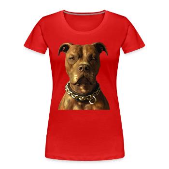 Pitbull Bulldog Pittie American Pitbull Terrier - T-shirt bio Premium Femme - rouge - Devant - Mia (176cm)