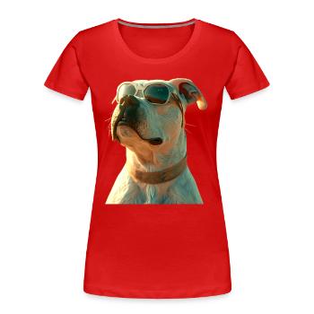 Pitbull Bulldog Pittie American Pitbull Terrier - T-shirt bio Premium Femme - rouge - Devant - Mia (176cm)