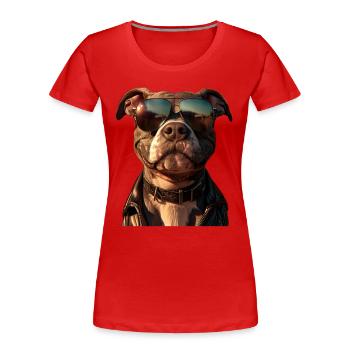 Pitbull Bulldog Pittie American Pitbull Terrier - T-shirt bio Premium Femme - rouge - Devant - Mia (176cm)