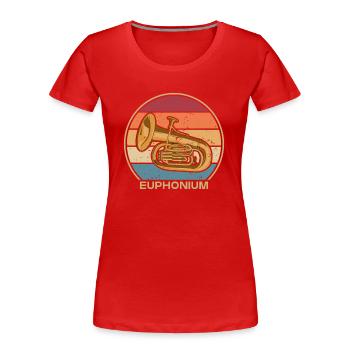Euphoniste Rétro Joueur d’Instrument Euphoniumiste - T-shirt bio Premium Femme - rouge - Devant - Mia (176cm)